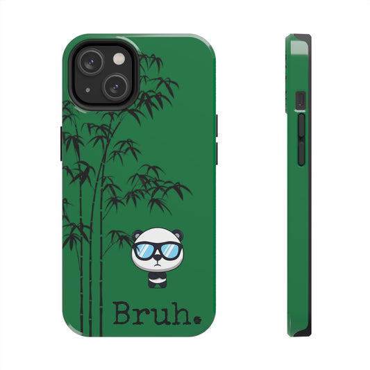 Bruh. Dark Green Panda IPhone case